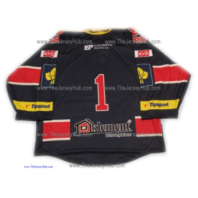 Piráti (Pirates) Chomutov 2013-14 Czech Extraliga #1 Goalie Czech Hockey Jersey Dark Piráti (Pirates) Chomutov 2013-14 Czech Extraliga #1 Goalie Czech Hockey Jersey Dark