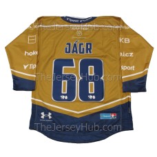 Rytiri Kladno Knights 2024-25 Czech Extraliga PRO Gold Hockey Jersey Jaromir Jagr Dark Rytiri Kladno Knights 2024-25 Czech Extraliga PRO Gold Hockey Jersey Jaromir Jagr Dark