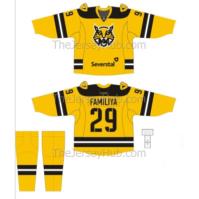 Severstal Cherepovets KHL 2019-20 Russian Hockey Jersey Dark Alternate Severstal Cherepovets KHL 2019-20 Russian Hockey Jersey Dark Alternate