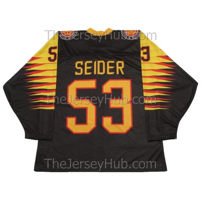 Moritz Seider #53 Team Germany Hockey Jersey Dark