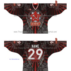 Hammer and Sickle Kalashnikov Star USSR Soviet Russian Hockey Jersey Dark