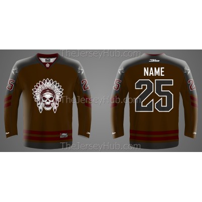 Red Skin Skulls Hockey Jersey Dark