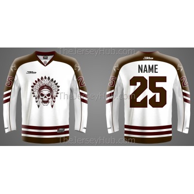Red Skin Skulls Hockey Jersey Light