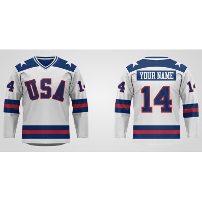 Team USA 1980 Miracle on Ice Hockey Jersey Light
