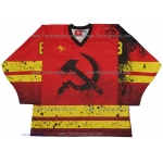 Alex Ovechkin Born in the USSR Red Heat Hammer and Sickle Russian Hockey Jersey Dark