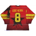 Alex Ovechkin Born in the USSR Red Heat Hammer and Sickle Russian Hockey Jersey Dark