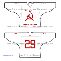 Hammer and Sickle USSR Soviet Russian Hockey Jersey Light